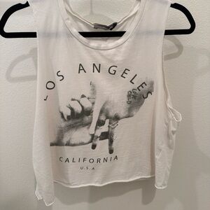 Chic Los Angeles Graphic White Crop Top